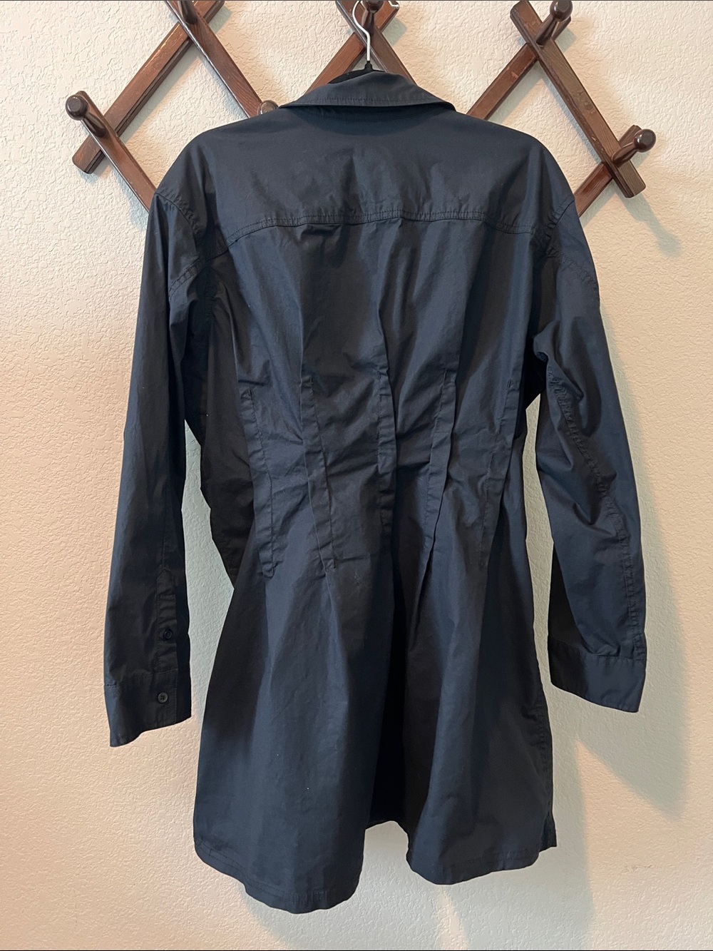 Pilcro Anthropologie Black Pintuck Mini Shirt Dress SZ large - Picture 7 of 7